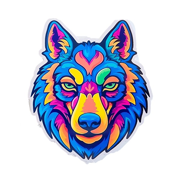 Gulf Coast Laser Graphics Kunming Wolfdog Head Contour Colorful Sticker