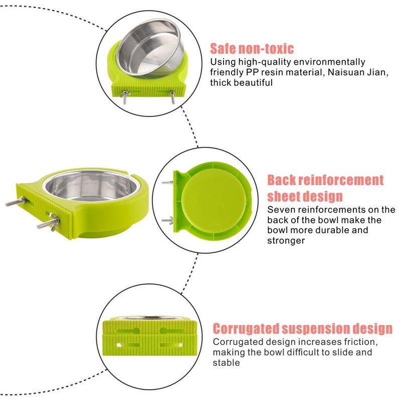Crate Dog Bowl Removable Stainless Steel Water Food Feeder Bowls