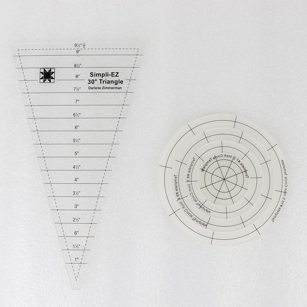 Quilting Template Set, 5 Pieces, 30-Degree Triangle and Circle Templates,
