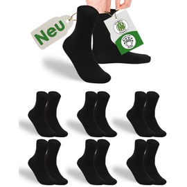 gigando Bamboo Socks Soft Waistband Premium Quality No Rubber Waistband Extra Soft for Men & Women, 6 Pairs - Black