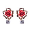 MECHOSEN Women's Earrings, Pierced Style, Cute, Popular, Rose, Flower, White