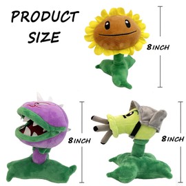 Dyharnsty 3pcs Plants vs Zombies Plush Toys Soft Figure Doll, Plants vs Zombies Toys PVZ Plush Plants 1 2 Set