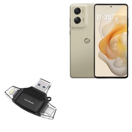 BoxWave Smart Gadget Compatible with Motorola Moto G Stylus 5G (2024) - AllReader SD Card Reader, microSD Card Reader SD Compact USB - Jet Black