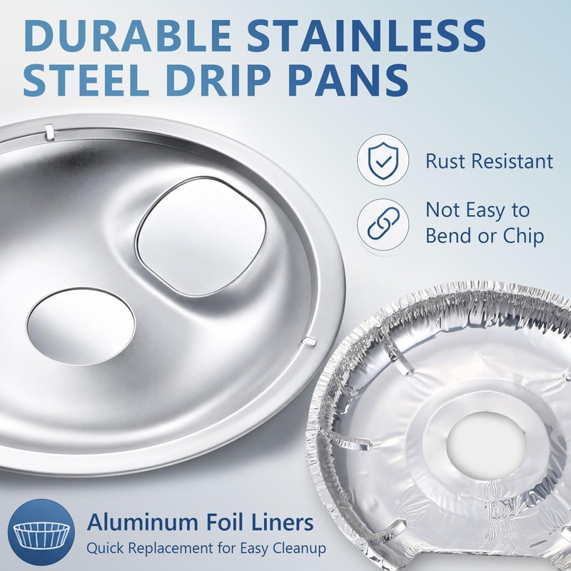 Singhoow 4 Pack Electric Stove Burner Drip Pan 2 x