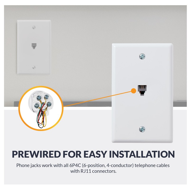 Newhouse Hardware Phone Jack & TV Cable Wall Plate Bundle,