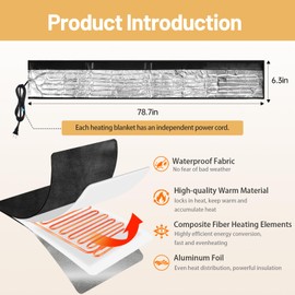 1PC Water Pipe Heat Blanket 78.7” x 6.3” with 4.9 ft Power Cord, 110V, Max Temp 140˚F, Aluminum Foil Freeze Protection Heating Cable for Metal & Plastic Pipes Freeze Protection