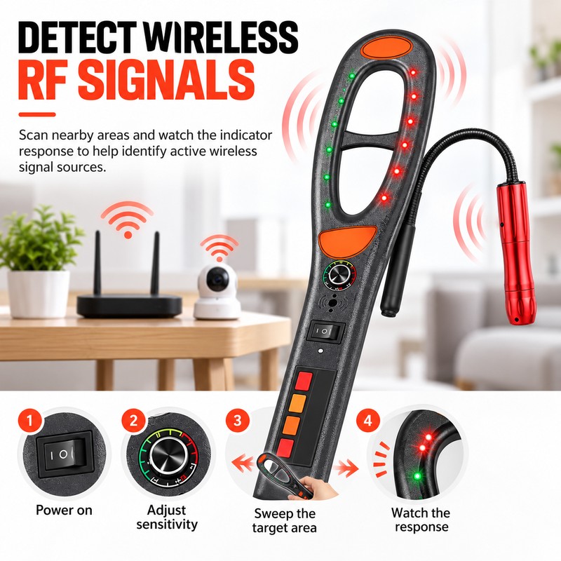 Handheld Signal Detector for Wireless Security Checks – Raksa 021
