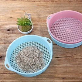 Rock Garden Sieve Soil Sifter 3mm, Round Plastic Gardening Soil Sifting Pan Garden Riddle Soil Sieve Sand Sifter Set, Sifter for Rocks Gravel Sifter for Small Gravel, Soil, Sand(Blue)