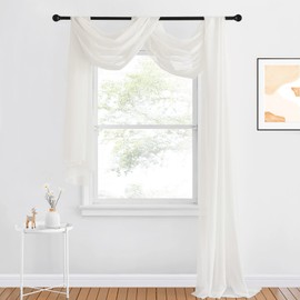NICETOWN Decorative Scarf Valance for Window - Voile Sheer Bed Canopy Curtain Scarf Valance for Living Room/Bedroom/Ceremony (Light Beige, 1 Panel, W60 x L216)