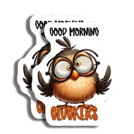 2-Pack Good Morning Cluckers Stickers - Funny Chicken - Cute Bird Design - 5-Inch - PLDFS08973