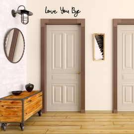 Love You Bye Above Door Sign, Wooden Black Love You Bye Door Topper with 5 Double-Side Sticky Dots, Modern Wall Home Decor Sign for Bedroom Lounge
