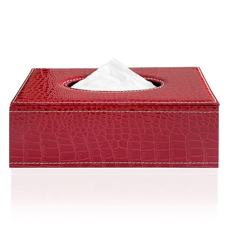 PTAPIPI Elegant PU Leather Tissue Box Holder, Modern Rectangular Towel