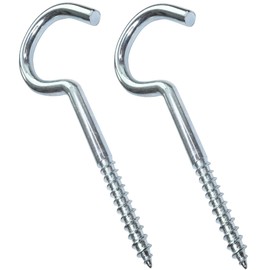 AERZETIX - C47877 - Set of 2 - Screw Hooks for Wood - with Wood Thread - Diameter 6.8 x 120 mm - Galvanised Steel - DIY - Length without Hooks 77 mm