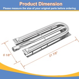 Derurizy Stainless Steel Burner Tube Gas Grill Replacement Parts for Select Viking VGBQ 41 in T Series, VGBQ 53 in T Series, VGBQ 53" T Series and Other Grill Models, 21.875" x 6.125", Pack of 3