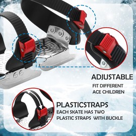 VioraWhite Toddler Ice Skates Adjustable Double Runner Ice Skates with Hook and Loop Fastener Straps Double Blade for Kids Toddler Girls Boys Children Training Shoes Beginner Junior(Black)