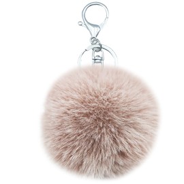 MMQXWZG Pom Poms Keychains Faux Rabbit Fur Fluffy Pompoms Keyring for Women Handbag Bag Pendant,skin pink