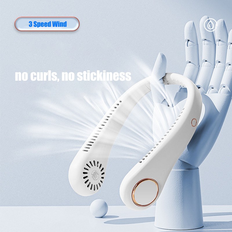 Hanging Neck Fan 3 Speed Bladeless Rechargeable Comfortable Portable Neck