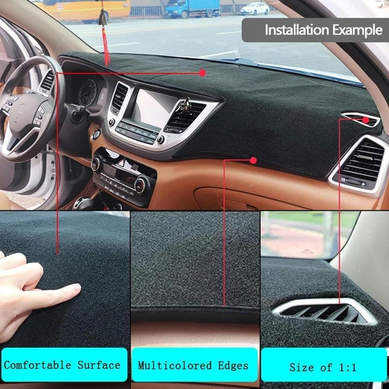 Cubierta de Salpicadero para Hyundai Sonata 2011-2014, Alfombrilla Antideslizante, Negro