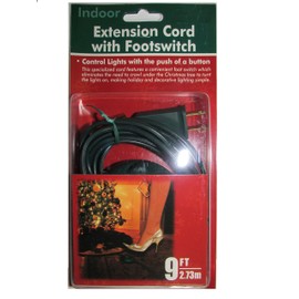 9 Foot Christmas Extension Cord with On/Off Foot Switch - - Green Christmas Tree Extension Cord with Foot Button - 3 Outlets & Polarized Plug - UL Listed