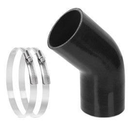 Glarks 45 Degree Elbow Silicone Hose, 3inch(76mm) ID 8inch(210mm) Length 4-Ply Reinforced High Performance Silicone Hose with 2Pcs 72-95MM Stainless Worm-drive Clamps for Turbo, Intercooler