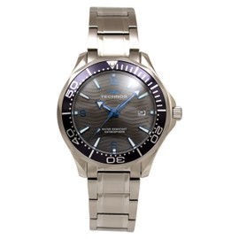 Technos T9B98NE Men's Wristwatch, 3 Hands, Date, Water Resistant to 10 ATM, Silver, gray, Bracelet Type