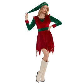KBJALQ Elf Costume For Women The Elf Costumes Elf Dress Adult Christmas Movies Cosplay Outfits (L)