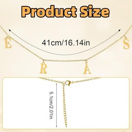 HIDOSNG Eras Necklace, Inspired Letter Pendant Necklace Album Gift Jewelry Tour Concert Outfit for Women Girls Fans Music Lover (Gold)