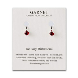 Philip Jones January (Garnet) Birthstone Clip On Earrings Created with Zircondia® Crystals