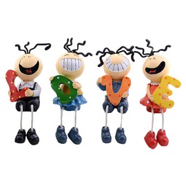Adosio Set of 4 Cute Sitting Doll Figurines with Dangling Legs Love Statue Shelf Sitters Resin Handicraft for Home Office Decoration