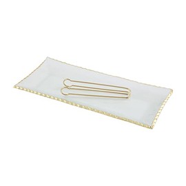 Mud Pie Glass and Gold Serving Platter with Tongs Set 6.25"x13.75"