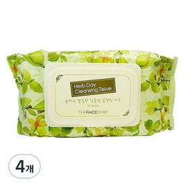 The Face Shop Herb Day Cleansing Tissue, 70 pieces, 4 pcs / 더페이스샵 허브데이 클렌징 티슈, 70개입, 4개