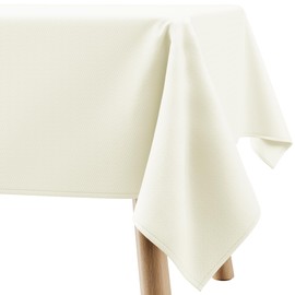 Filumi Tablecloth 140 x 180 cm Cream Washable for Indoor Outdoor Geometric Zigzag Pattern Verte