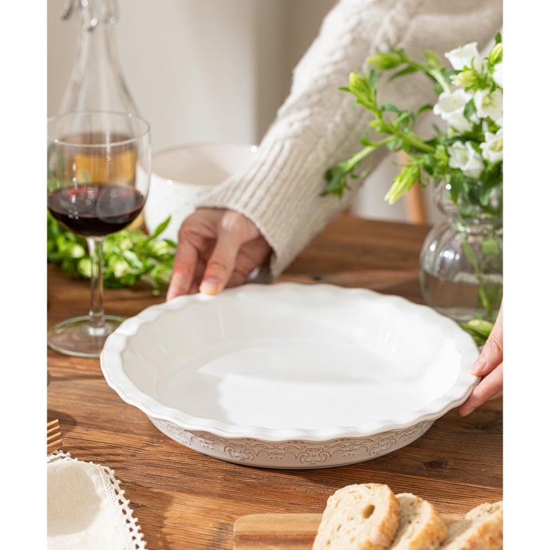 MIKIGEY Ceramic Pie Pans Set of 2, 9 Inches Pie