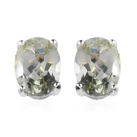 Prasiolite 925 Sterling Silver Stud Solitaire Earrings for Women Jewelry Ct 2.13 Christmas Gifts for Women