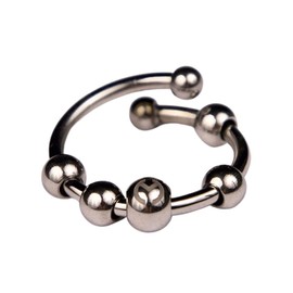 Moksha Adjustable Stainless Steel Fidget Ring | Anxiety Ring With Beads | Meditation Rings | Natural Anxiety Relief (Silver)