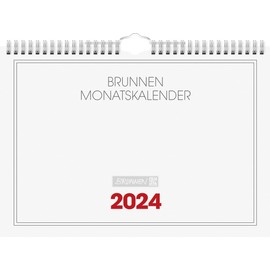 BRUNNEN Monthly Calendar 2024 1 Page = 1 Month A4 Landscape White