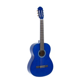 GEWA E-Acoustic Classical Guitar BASIC 4/4, Classical Guitar (ideal for ages 12 and up, nickel silver frets, chrome-plated tuners, lime and pakka wood, scale: 650 mm, nut: 52 mm), Transparent Blue