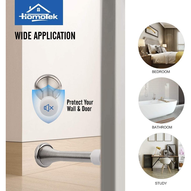 HOMOTEK 40 Pack Spring Door Stopper with Rubber Bumper Satin