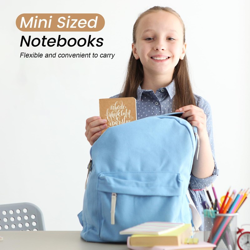 Oucaru 16PCS Mini Notebooks Bulk, 3.5" x 5.5", Brown, 60