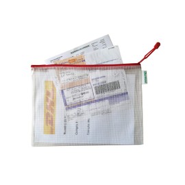 Tarifold Fr 509003 Plastic Wallets A4 Zip Document Bags Transparent for Office, Travel, School, Home, Colour Red