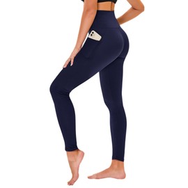 TNNZEET Navy Blue High Waisted Leggings for Women, Large/Xlarge