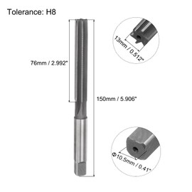sourcing map Hand Reamers, 13mm H8 Metric Reamer Drill Bit for Metal Wood Hole Reaming, Straight Flute High Speed Steel (HSS) Tool