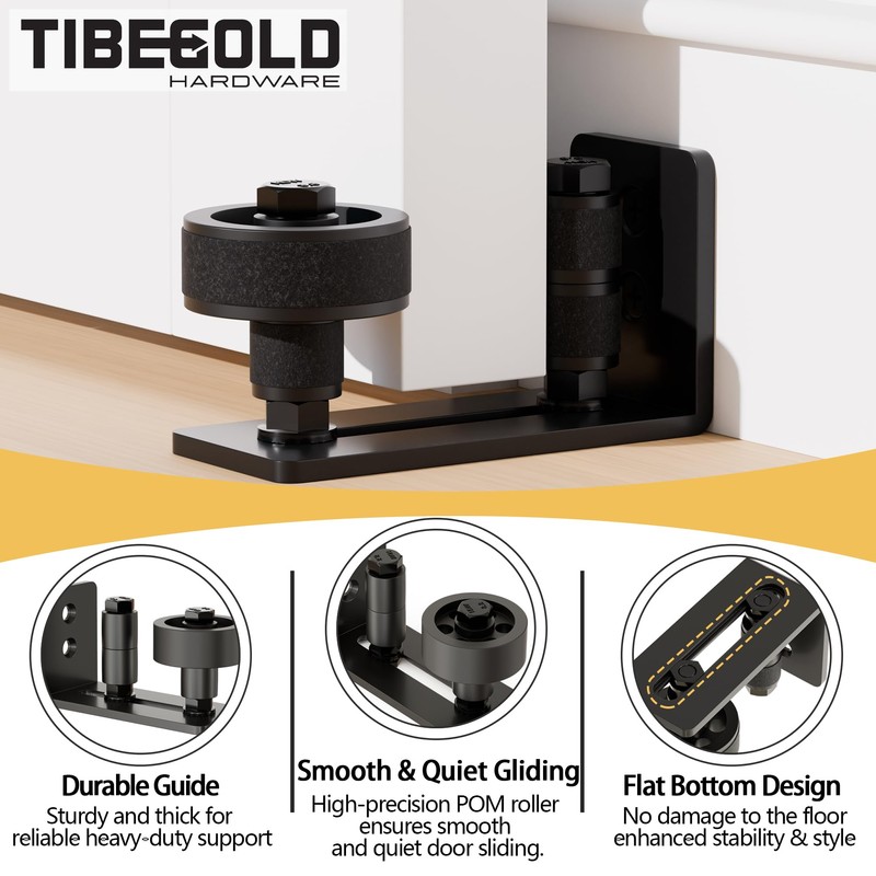 TIBEGOLD Barn Door Floor Guide, Wall Mounted Barn Door Rollers