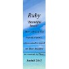 Ruby "Beautiful Jewel" Keepsake Name Meaning Bookmark with Bible Verse