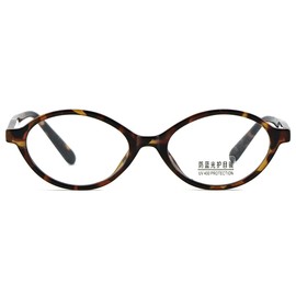 moomoobird Blue Light Glasses Women Men Oval Small Glasses Frame TR90 Retro Glasses Acetate Temple, Leopard With Clear