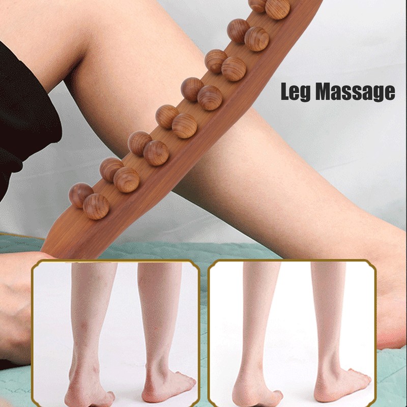 Guasha Stick Carbonized Double Row 20 Beads Lymphatic Drainage Fatigue