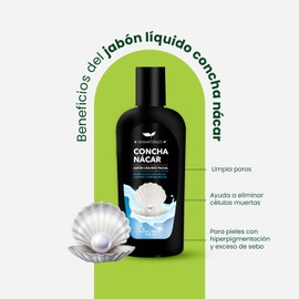 Shanatural's Jabón Líquido Facial Concha Nácar, 250 ml, con Ácido Glicólico y Láctico, para Pieles con Hiperpigmentación