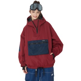 SNOWVERB Womens Mens Baggy Snow Waterproof Cargo Ski Warm Coat Insulated Windproof Snowboard Mountain Jackets with Hood (US, Alpha, Small, Regular, Regular, Red)