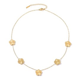 Four Leaf Clover Necklace for Women Girls 14K Gold Plated Stainless Steel Chain Women's Jewelry Gift (18K Gold)