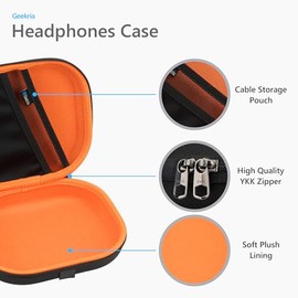 Geekria Funda para Auriculares Shield Compatible con JBL Tune 600BTNC/510BT/500BT, Jr 310BT, Bolsa de Transporte rígida de Repuesto para Viajes con Almacenamiento de Cables (Negra)